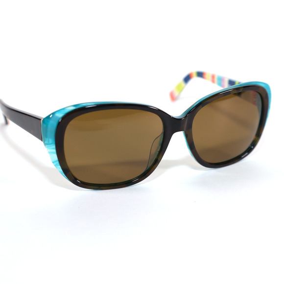 Kate Spade HILDE Oval Polarized Sunglasses - Olive Havana Turquoise/Brown - NWT - Picture 3 of 10